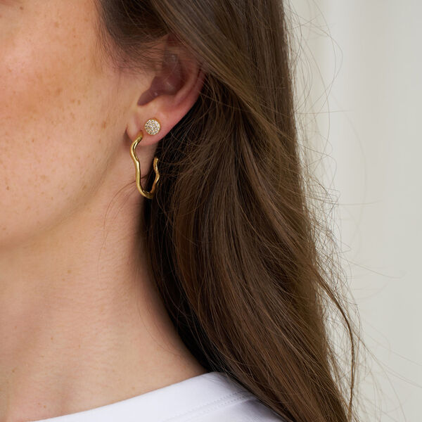 Mia round post earring, gold plated/zircons Mia round post earring, gold plated/zircons, Pure by Nat