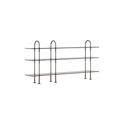 Keen Shelving, black brass/ smoked tempered glass, GUBI