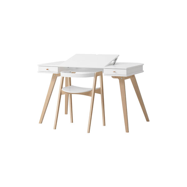 Wood Desk 72,6 cm &amp; Armchair Set, white/oak, Oliver Furniture