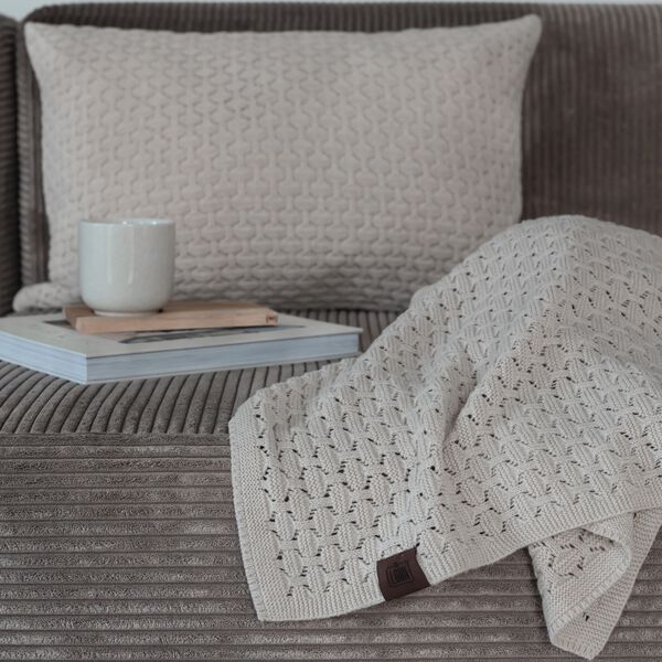 Knitted Cushion Mauntain, beige melange Knitted Cushion Mauntain, beige melange, By LOHN