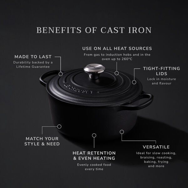 Signature round cast iron pot &Oslash; 24 cm, matte black, Le Creuset