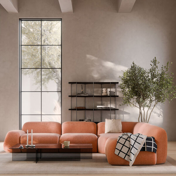 Wolke 4-seater Modular Corner Sofa, velvety woven terracotta, Westwing Collection