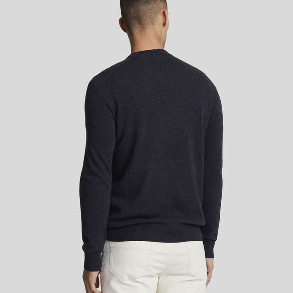 Lambswool Blend Crew Neck Jumper, dark navy marl, Lyle & Scott