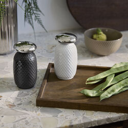 Rhombe Salt and pepper set, white/slate, Lyngby Porcel&aelig;n
