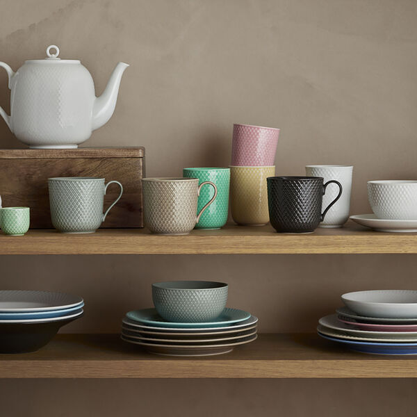 Rhombe Earth Mug with handle, moss, Lyngby Porcelæn