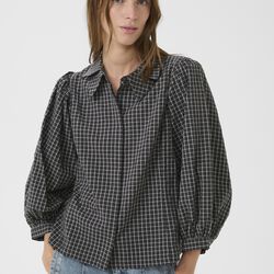 KBEllen Frosty Blouse, dark grey check, Karen by Simonsen