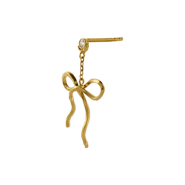 Dangling Flow Bow Earring Single, gold, Stine A Jewelry