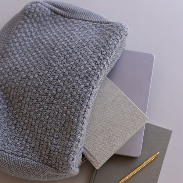 Knitted Toilet Bag Petra, med grey melange Knitted Toilet Bag Petra, med grey melange, By LOHN