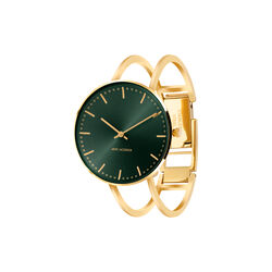 City Hall Evergreen Bangle Wrist Watch, green/gold/gold, Arne Jacobsen Watches