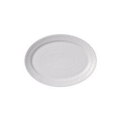 White Fluted Half Lace Oval Plate 28 cm, Royal Copenhagen