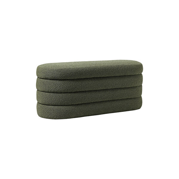 Alto Bench with Storage Space, bouclé dark green, Westwing Collection