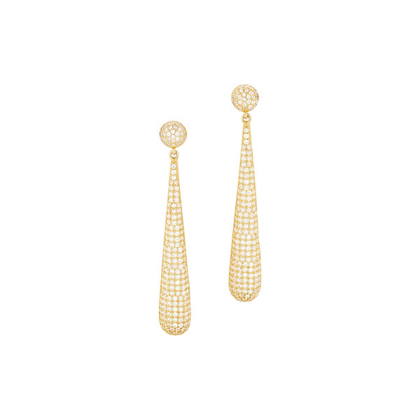 Drop Dew Pave Earrings, forgyldt, Philippa Studios