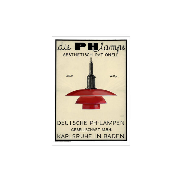 PH Lamp - Red, Poster & Frame