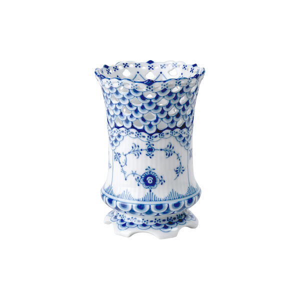 Blue Fluted Full Lace Vase 11 cm, Royal Copenhagen