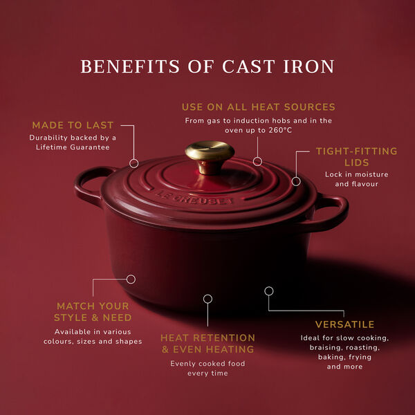 Signature round cast iron pot &Oslash; 26 cm, garnet, Le Creuset