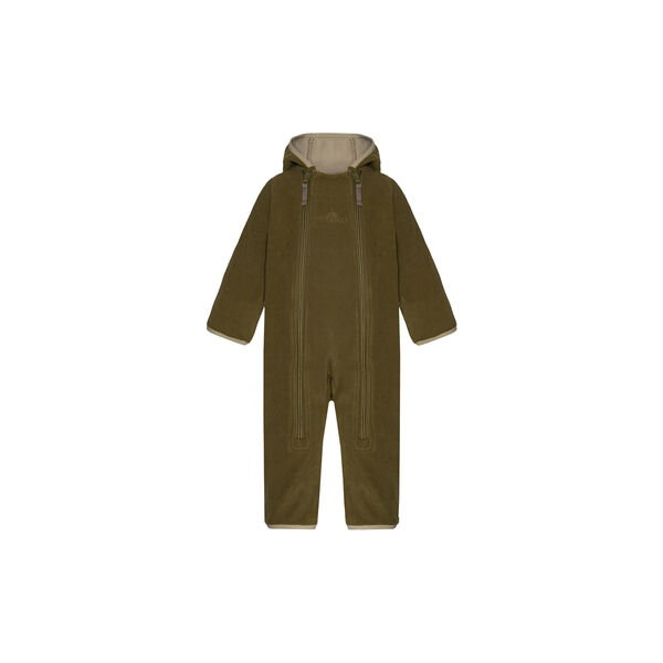 Doubleface Fleece Babysuit, dark olive/mocca, VER de TERRE