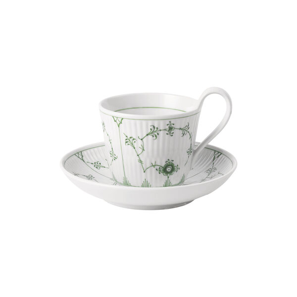 Green Fluted Plain Cup with Saucer 24 cl, Royal Copenhagen