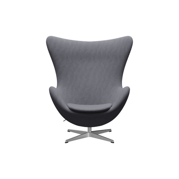 Egg&trade; 3316 Lounge Chair, Christianshavn 1171 light grey/satin brushed aluminium, Fritz Hansen