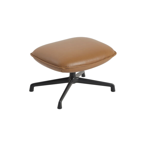 Doze Ottoman with Swivel Base, refine leather cognac/anthracite black, Muuto