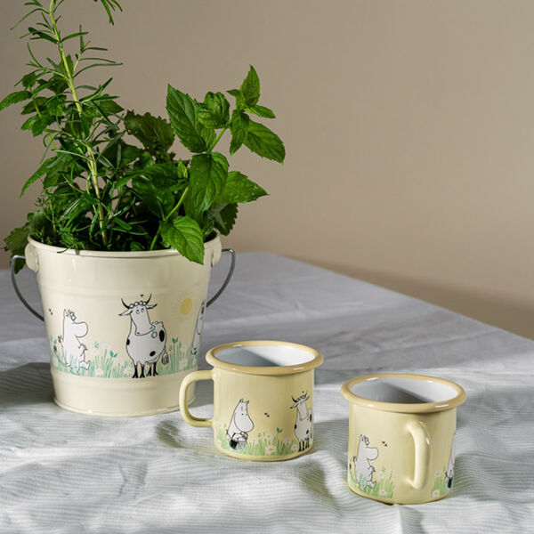 Mumi enamel mug, yellow, Muurla