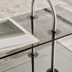 Keen Shelving, steel/smoked tempered glass, GUBI