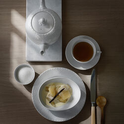 White Fluted Half Lace Cup with Saucer, Royal Copenhagen