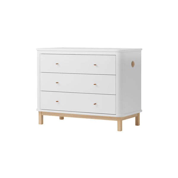 Wood Dresser 3 Drawers, white/oak, Oliver Furniture