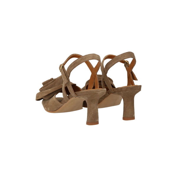 Heeled sandal with voluminous rose detailing, dessert, ANGULUS