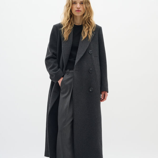 YunahIW Long Coat, dark grey melange, InWear
