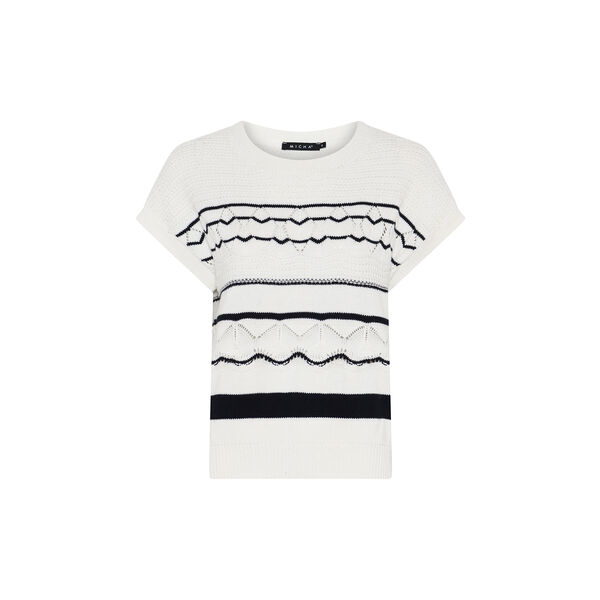 Stripe and Pattern Knit, off white/navy, Micha