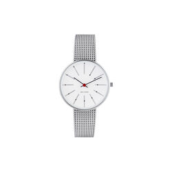 Bankers Wrist Watch, white/steel/matt steel, Arne Jacobsen Watches