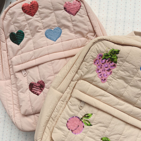 Juno Quilted Sequin Backpack Midi, frappé, Konges Sløjd