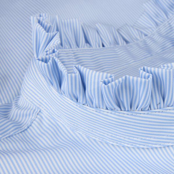 Darya Blouse Frill collar Flyfront Frill cuff, light blue stripe, Stenströms