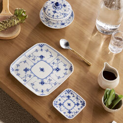 Blue Fluted Half Lace Square Plate 21 cm, Royal Copenhagen