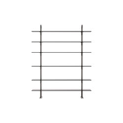 Keen Shelving, black brass/smoked tempered glass, GUBI