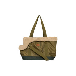 Dog bag with teddy inner liner, olive, Drew's Dogwear