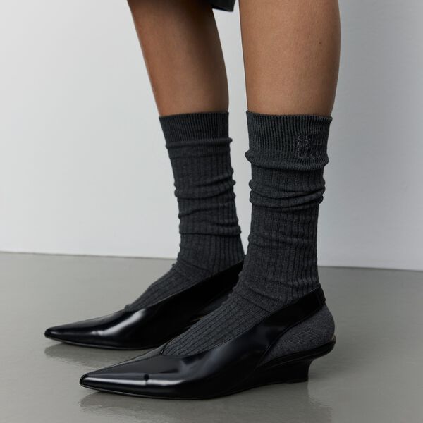 BEATHASW KNEE SOCK x 2, dark grey melange, Sofie Schnoor