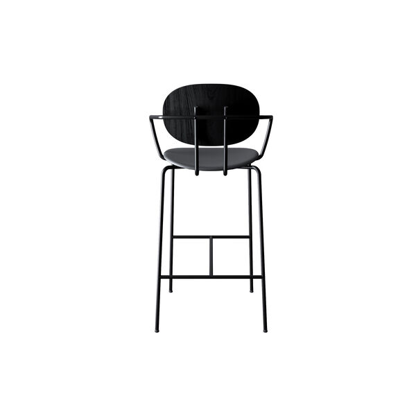 PIET HEIN Bar Chair with Arms, black lacquered oak/Solid Black 509, Sibast Furniture