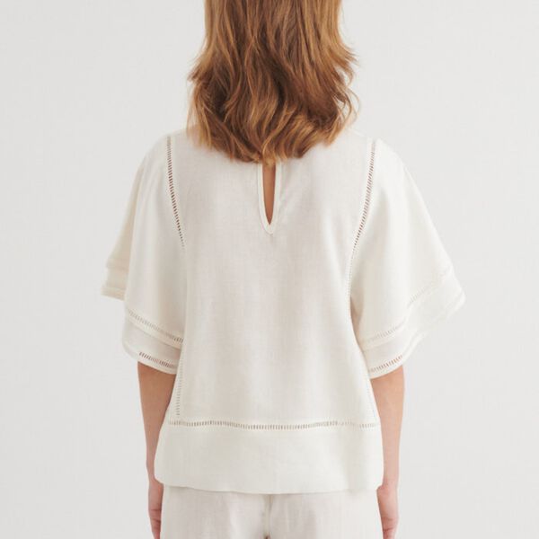 Carina SS Blouse, bright white, Basic Apparel