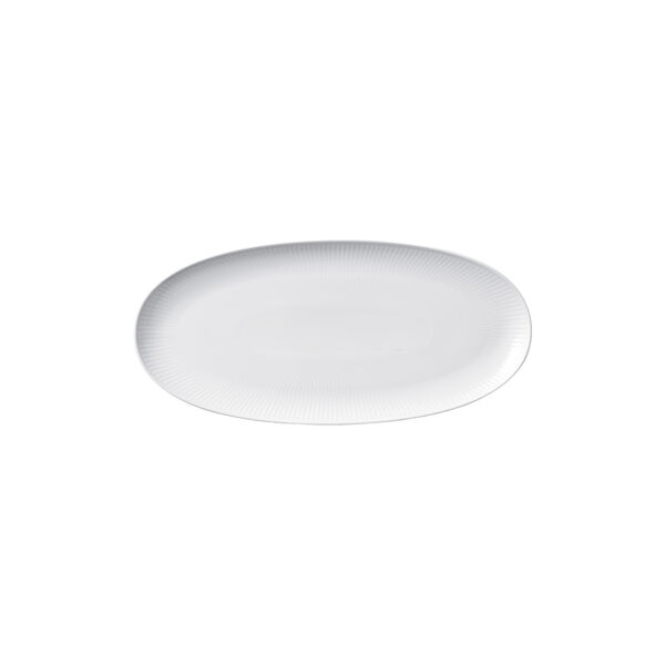 White Fluted Long Oval Dish 37 cm, Royal Copenhagen