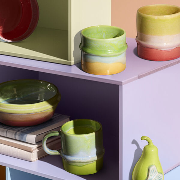 Poppery Mug, apple green/mint/yellow, Kähler