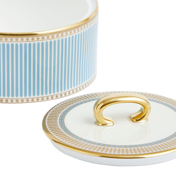 Heila Creamer and sugar bowl, light blue/white/gold, Wedgwood