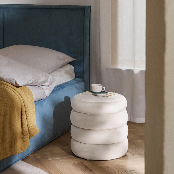 Alto Pouf with Storage Space, feather off white, Westwing Collection