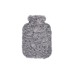 Hot Water Bottle of New Zealand Shot Wool & Curly Sheepskin, light grey, NATURES Collection