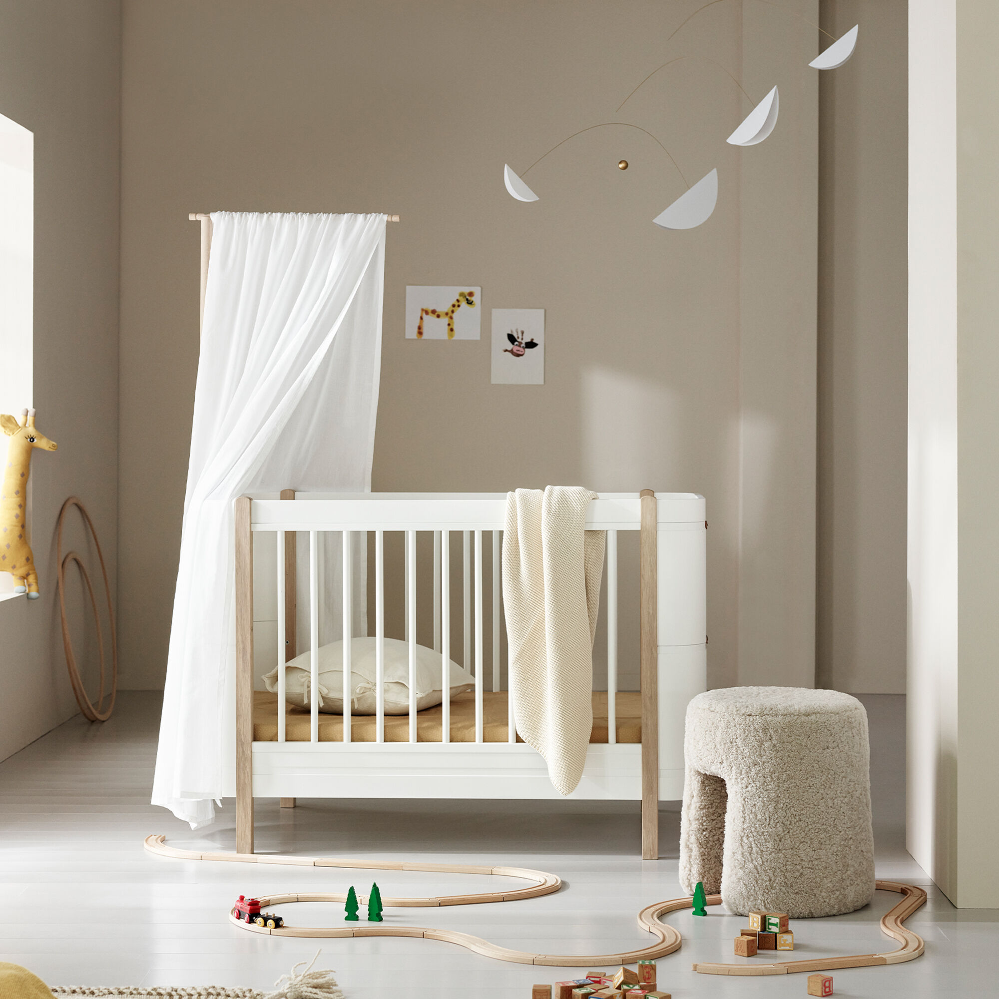 White and oak cot on sale
