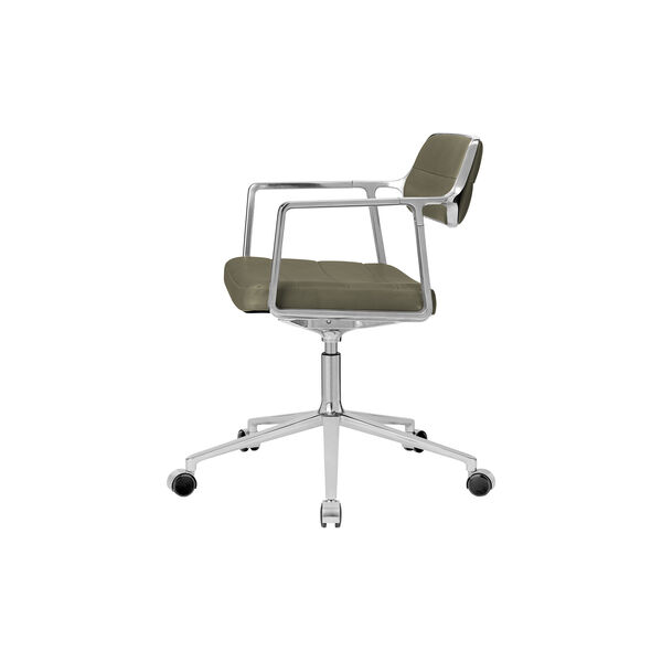 VIPP453 Swivel+ Chair with Castors, bosco green/polished aluminium, Vipp