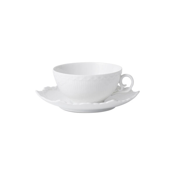 White Fluted Full Lace Cup with Saucer, Royal Copenhagen
