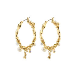 ANA Pearl & Crystal Hoops, gold plated, Pilgrim
