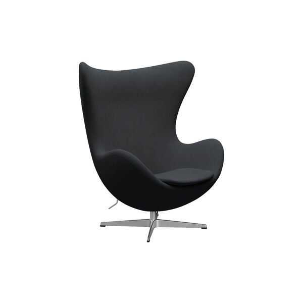 Egg&trade; 3316 Lounge Chair, Christianshavn 1174 dark grey/satin brushed aluminium, Fritz Hansen