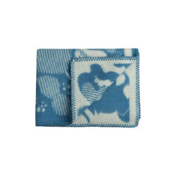 SKOGBUNN Baby Size Throw, blue/natural, Røros Tweed